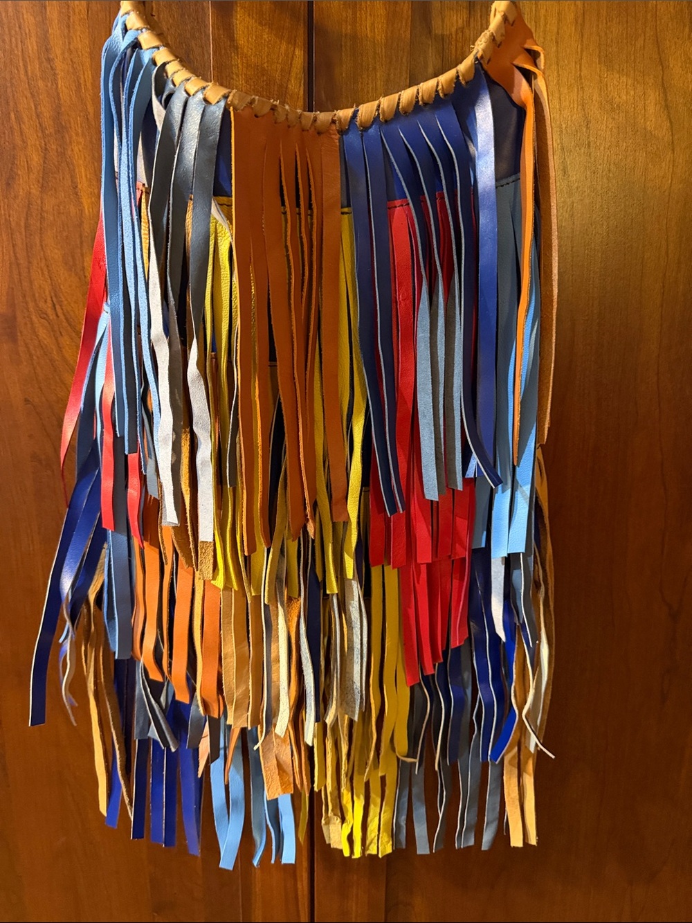 Handmade Multicolor Leather Fringe Shoulder Bag - Picture 3 of 5